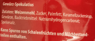 Speculaas ingredients label