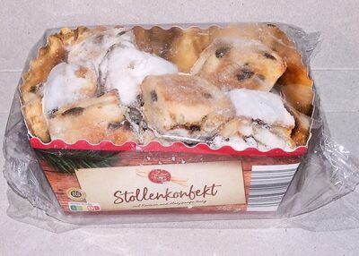Stollenkonfekt mit Rosinen und Marzipanfüllung