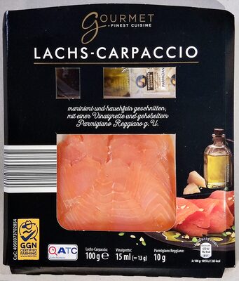 Lachs-Carpaccio mit Vinaigrette und Parmigiano front packaging