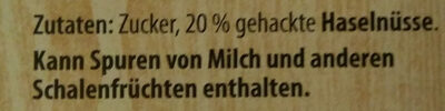 Haselnuss-Krokant ingredients label