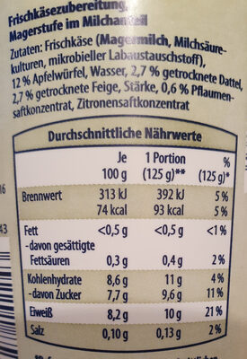simply skyr Apfel-Mix ingredients label