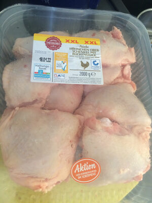 TK-Eigen Huhn Hähnchen-Oberkeule XXL  Frisch mit Rückenstück für den Ofen oder Grill     Aus der Kühlung 6.99€ 2kg Packung 1kg 3.50€ : kw23 aldi front packaging