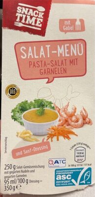 Salat-Menü Pasta-Salat mit Garnelen