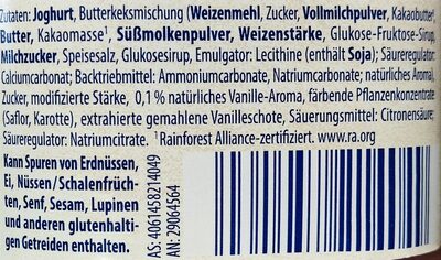 Joghurt-Crisp - Vanillejoghurt & Butterkeks-Mix ingredients label