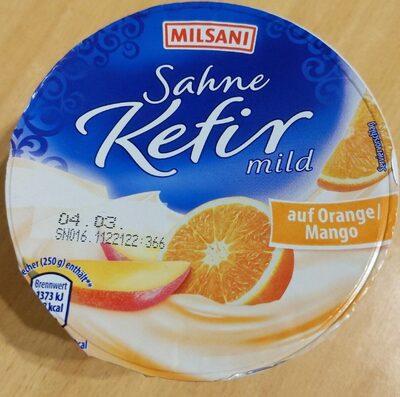 Sahne-Kefir auf Orange/Mango front packaging
