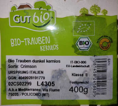 Bio-Trauben, kernlos