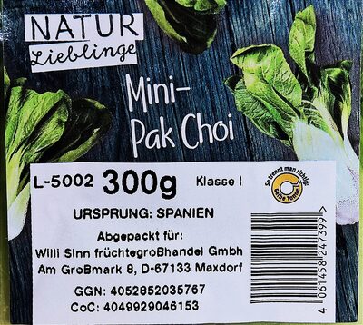 Mini-Pak Choi front packaging