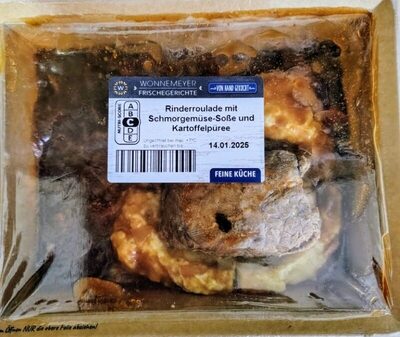 Rinderroulade mit Schmorgemüse-Soße und Kartoffelpüree front packaging