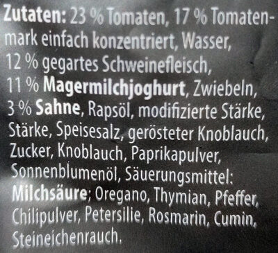 Tomatensauce - Bolognese Gyros Art ingredients label