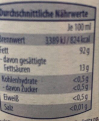 Natives Olivenöl Extra nutrition facts table