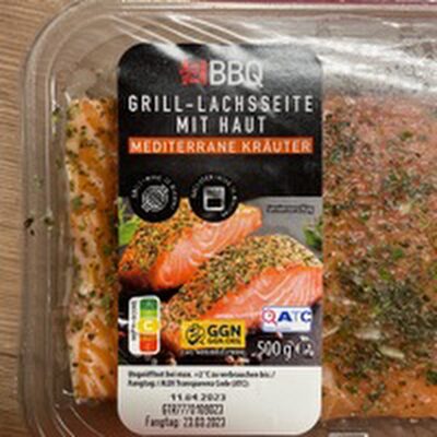 Grill-Lachseite mit Haut