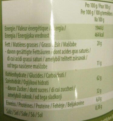 vollkorn doppelkeks nutrition facts table