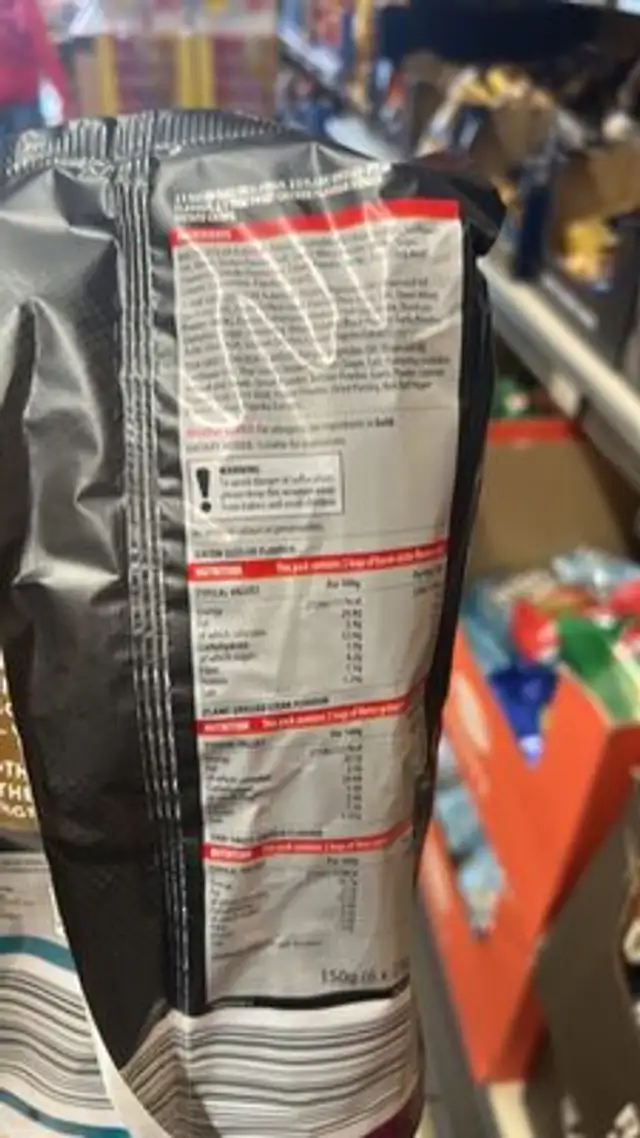 Ridged Bacon Sizzler ingredients label