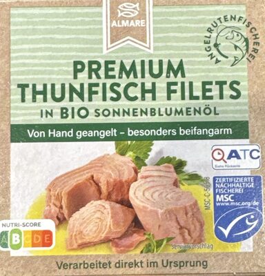 Premium Thunfisch Filets in BIO Sonnenblumenöl front packaging