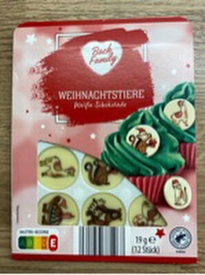 Weihnachtstiere weiße Schokolade mit Motiv