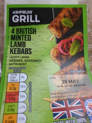 4 British Minted Lamb Kebabs