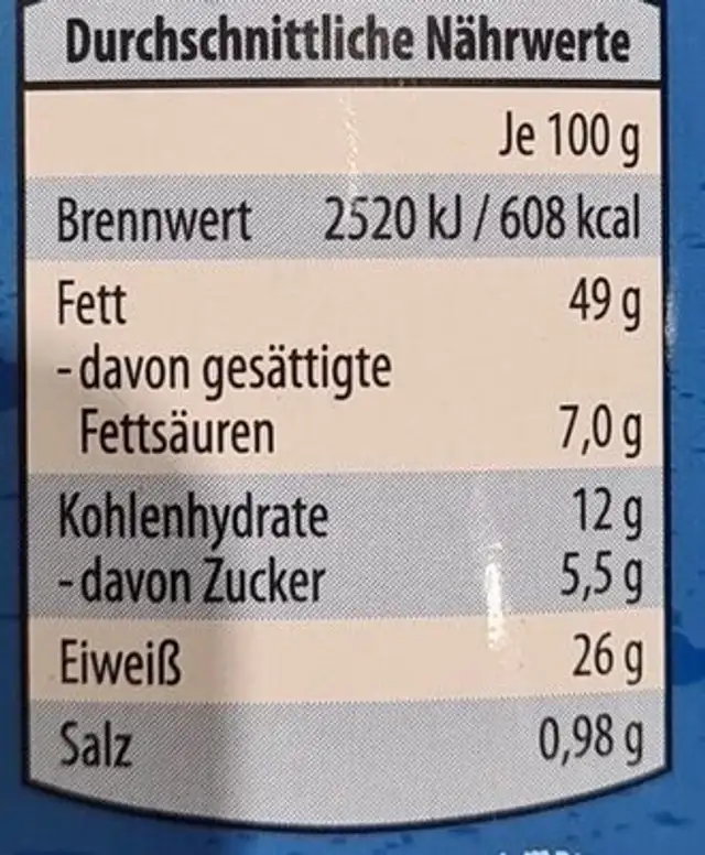 Erdnüsse geröstet und gesalzen nutrition facts table