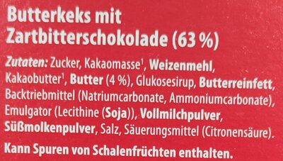Schoko Butterkeks ingredients label