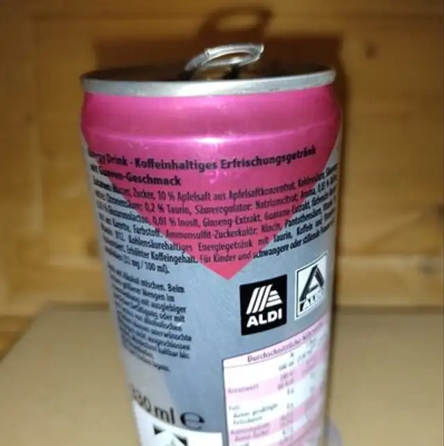Energy - Guave ingredients label