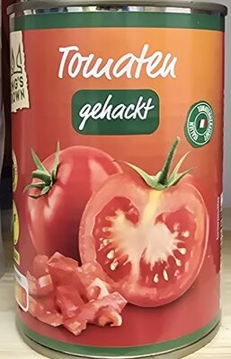 Tomaten gehackt 400g 0.59€ 1kg 1.48€ front packaging