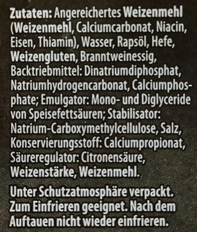 Grillino Flatbread - Natur ingredients label