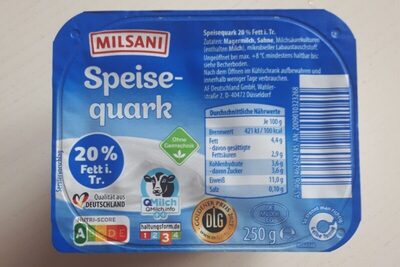 Speisequark 20 % Fett front packaging