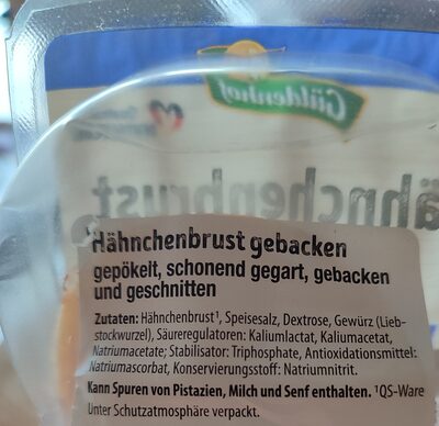 Hähnchenbrust gebacken ingredients label