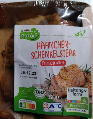 Hähnchenschenkelsteak front packaging