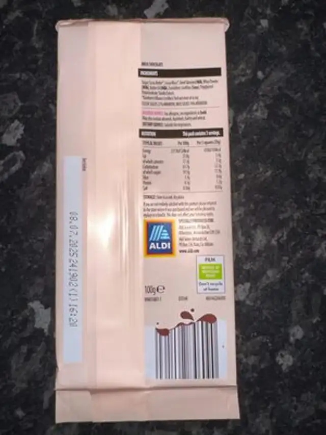 milk chocolate nutrition facts table
