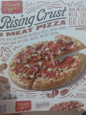 Rising Crust 3 Meat Pizza front packaging