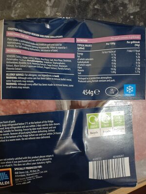 Venison Grill Steak nutrition facts table