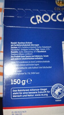 Croccantini - Zartbitter ingredients label