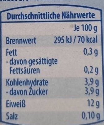 Speise Quark Magerstufe nutrition facts table