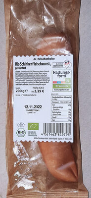 Bio-Schinkenfleischwurst, geräuchert front packaging