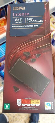 Intense 85% dark chocolate front packaging