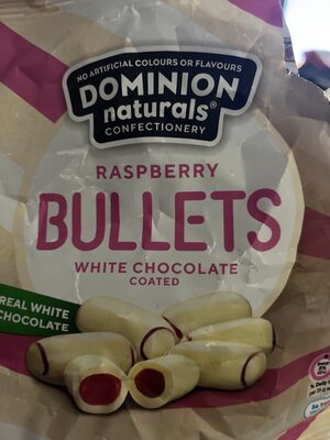 Raspberry Bullets White Choc Coated
