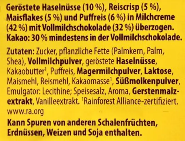 Star Rice - Crunchy Happen Nuss ingredients label