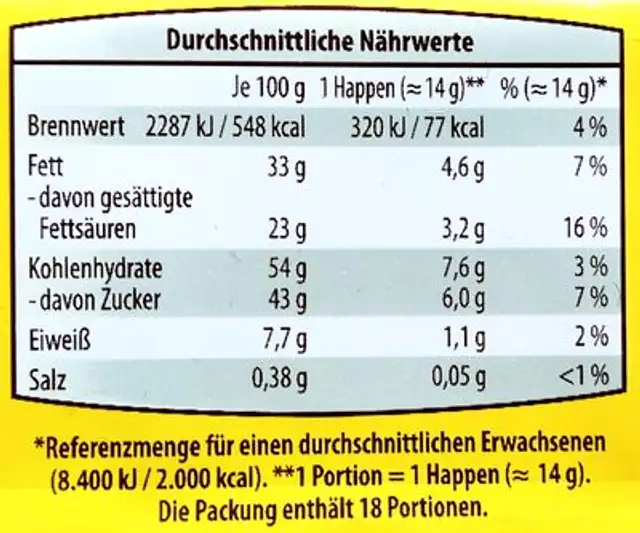 Star Rice - Crunchy Happen Nuss nutrition facts table