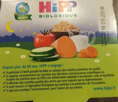 Mon dîner Bonne nuit Carottes Patate Douce Semoule front packaging