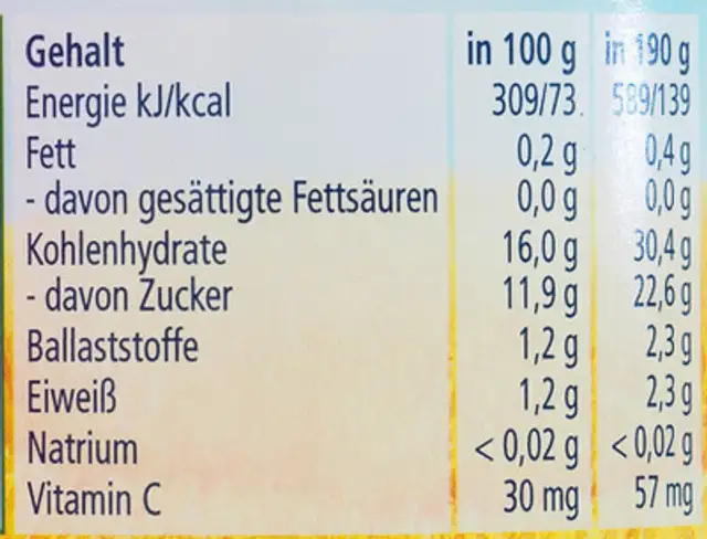 Frucht & Getreide Banane-Pfirsich mit Hirse ( Nach dem 4. Monat) nutrition facts table