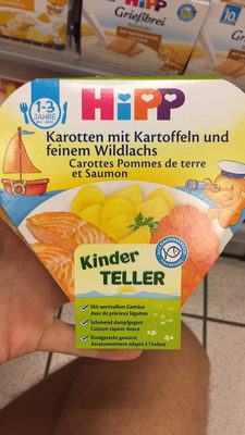 Carottes pommes de terre et saumon front packaging