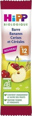 Barre bananes cerises et céréales