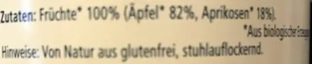 Aprikose in Apfel  ( Nach dem 4. Monat ) ingredients label