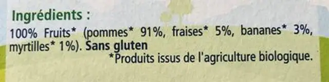 HIPP BIOLOGIQUE ingredients label