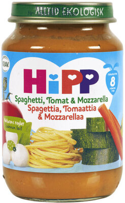 HiPP Økologisk Spaghetti, Tomat&Mozarella 8md 190g