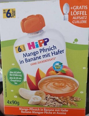 Compote Banane-Mangue-Pêche et avoine