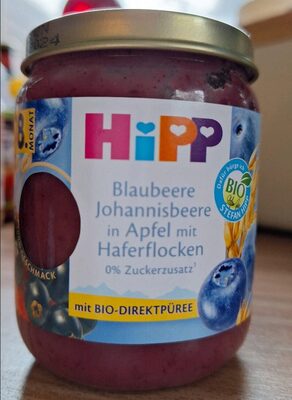 Blaubeere Johannisbeere in Apfel mit Haferflocken (ab 8. Monat)