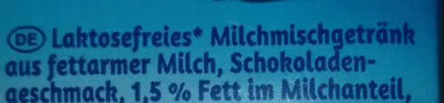 Milchdrink ingredients label