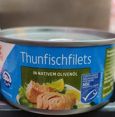Thunfischfilets in Olivenöl front packaging