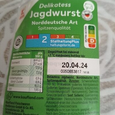Delikatess Jagdwurst front packaging